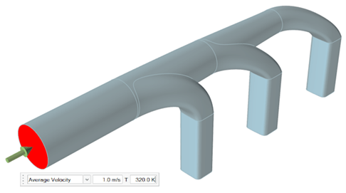 Assigning the inlet average velocity and temperature