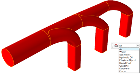 Selecting and assigning the material for the fluid domain
