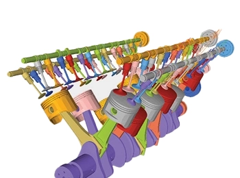 Altair Radioss multiphysics simulation showcasing structural analysis with complex material interactions.