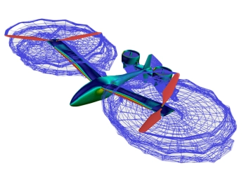 A high-precision aerodynamic simulation performed using Altair FlightStream, optimising airflow efficiency and drag reduction for aircraft and UAV designs.